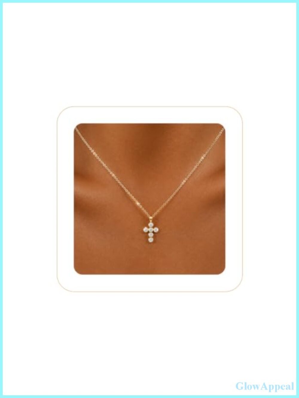 Dainty 14K Gold Plated CZ Cross Pendant Necklace for Women Faith Jewelry Gift